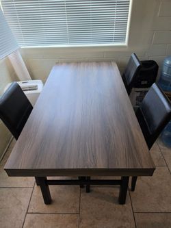 Dinner Table (Walnut Oak) 63inx31.5in + 4 chairs