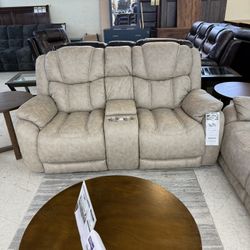Hugo Taupe Power Reclining Loveseat