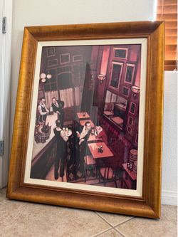 Framed 40x33” Juarez Machado “BISTRO” Print