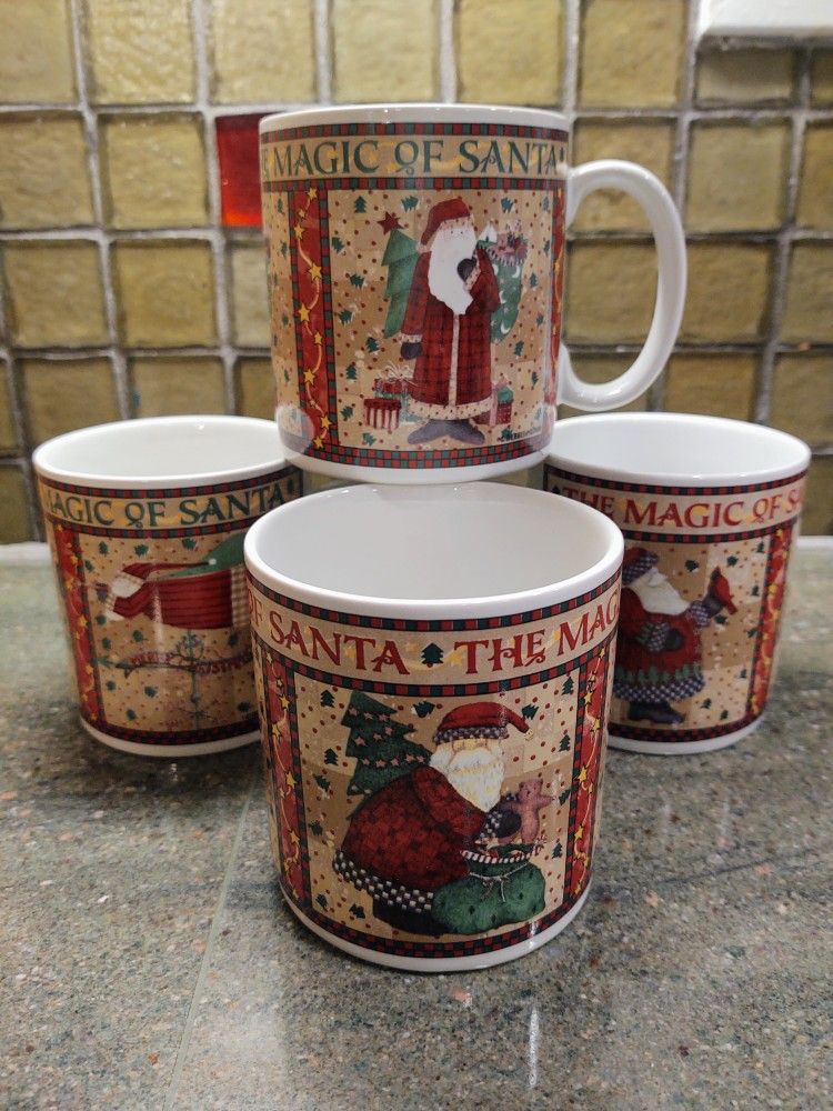 Vintage Sakura Santa Mugs