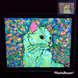 Cat Portrait Painting, Glow + Blacklight 