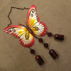 Brightly Colored Metal Butterfly Wind Chime