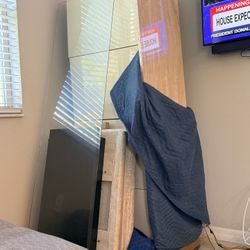 Travertine Marble Credenza w/ Glass Top 