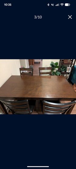 Dining table with 6 chairs and bench