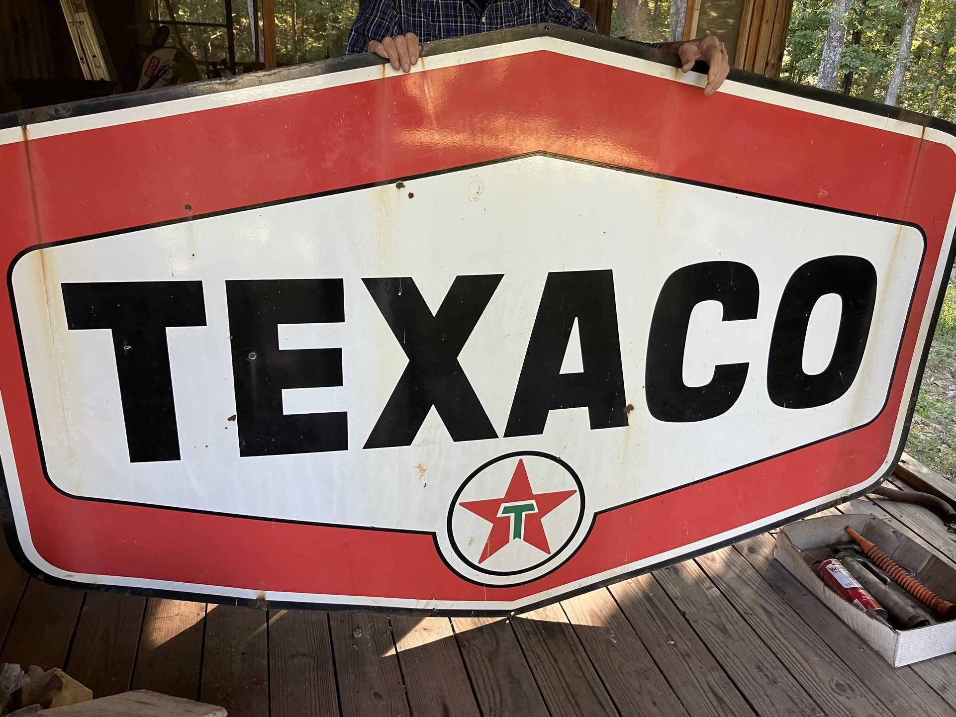 Vintage Double Sided Porcelain Texaco Sign