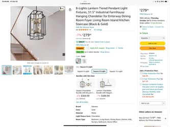 NEW SDORENS 8 LIGHT LANTERN TIERED PENDANT LIGHT FIXTURE 31.5”