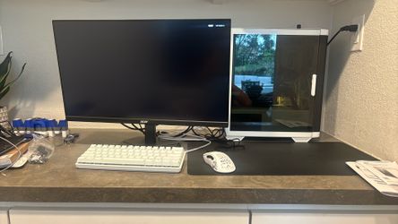 Monitor, tower and keyboard