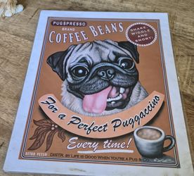 Retro Pets "Pug Expresso Coffee Beans" Print Krista Brooks Pug Print