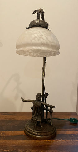 Fairycore Art Nouveau figural bronze lamp