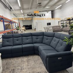 Free Delivery* Brand New Navy Sectional Sofa with Recliners! 