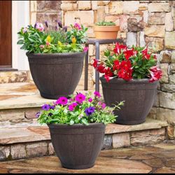Patio Tibot 14.5" Barrel Planter, 3-pack, New