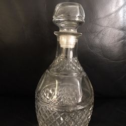 DECANTER - Vintage diamond cut Crown Royal glass wine decanter with etched grapes and crown