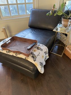 Black Leather Chaise