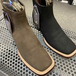 Nuevos botines de piel punta cuadrada para hombre