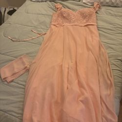 Pink Chiffon Embroidery Dress