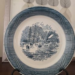 Vintage Currier & Ives Winter Scene Plate – Royal China Jeannette 10”

