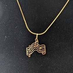 Vintage Trifari Gold Tone Necklace with Music Pendant
