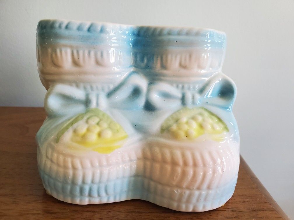 Ceramic Blue Baby Shoes