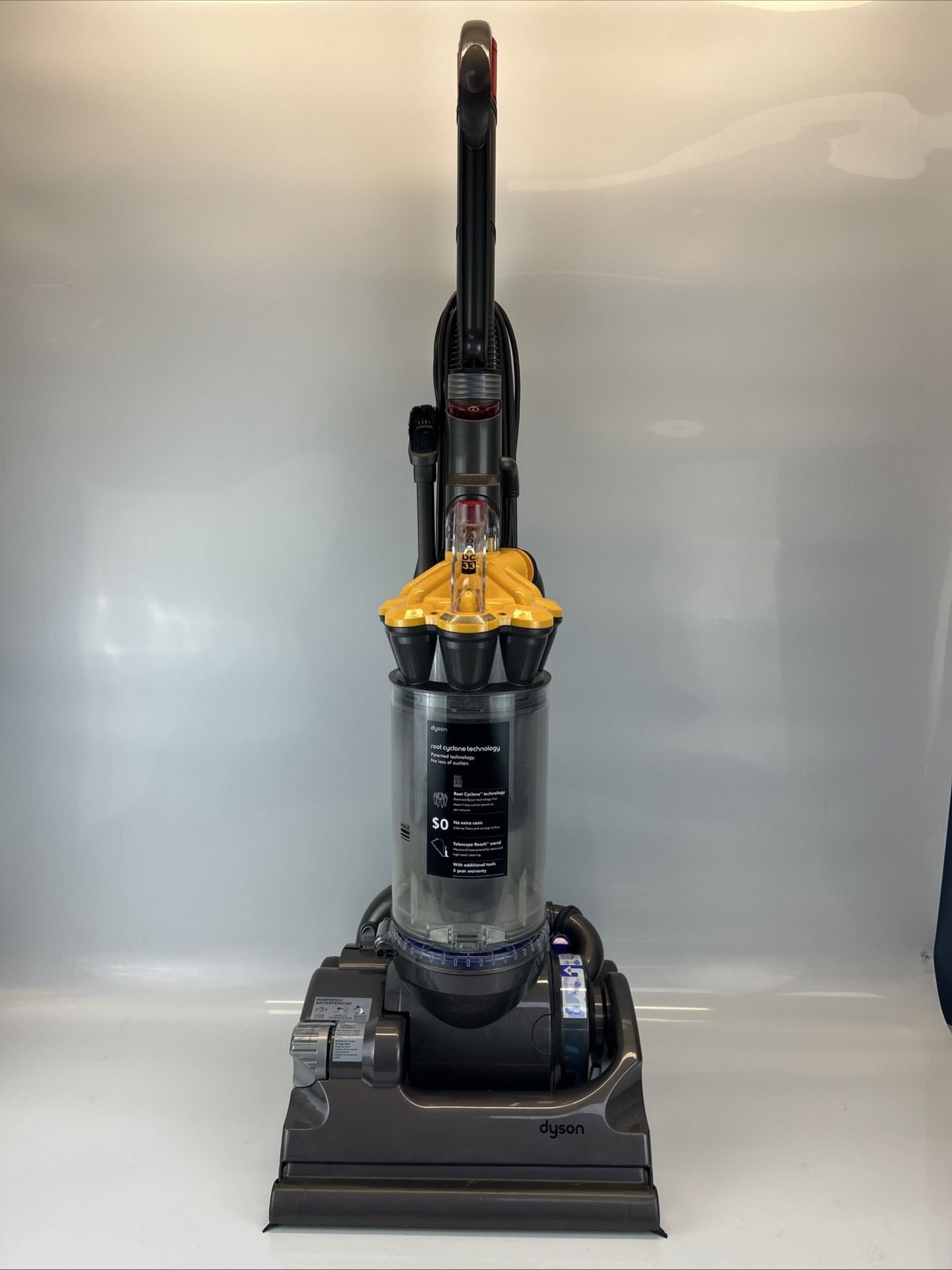 Dyson DC33 Upright Vacuum Cleaner Yellow Multifloor Bagless – Cleaned