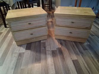 Pair of Wood 2-Drawer Nightstands