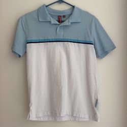 Blue/white polo shirt 100% cotton slim fit Small 