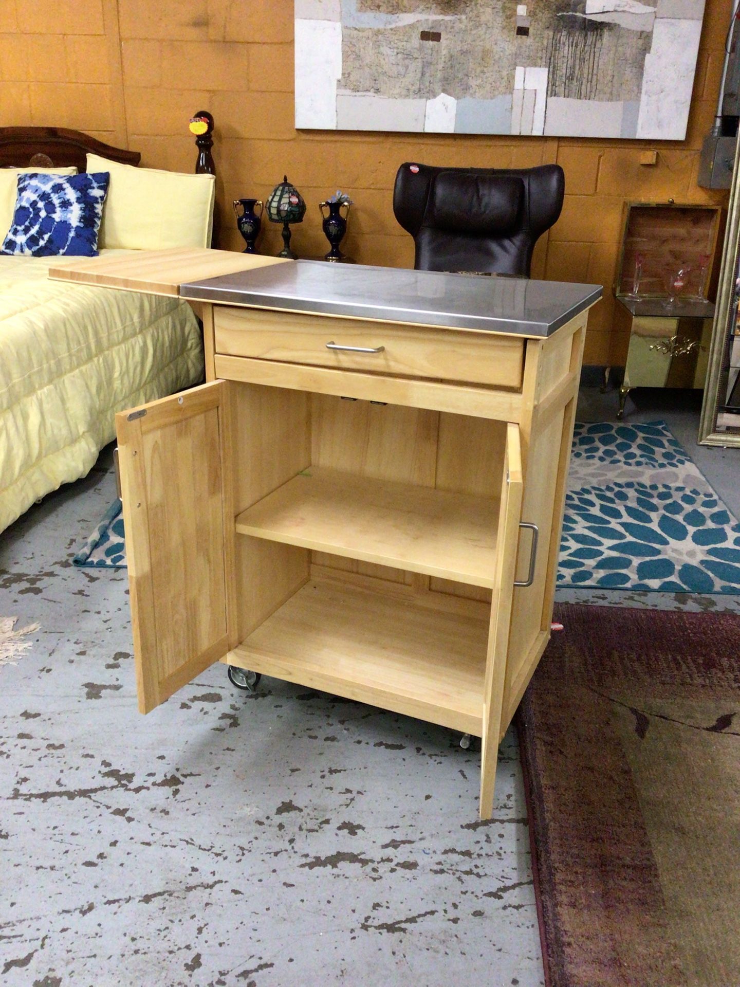 One Drawer Rolling Kitchen Cart With Storage For Sale