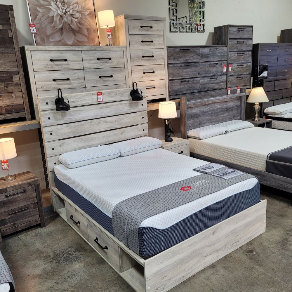 NEW 3 PC BEDROOM SET QUEEN BED with 2 DRAWERS DRESSER NIGHTSTAND GRAY COLOR SKU#ASHB192S