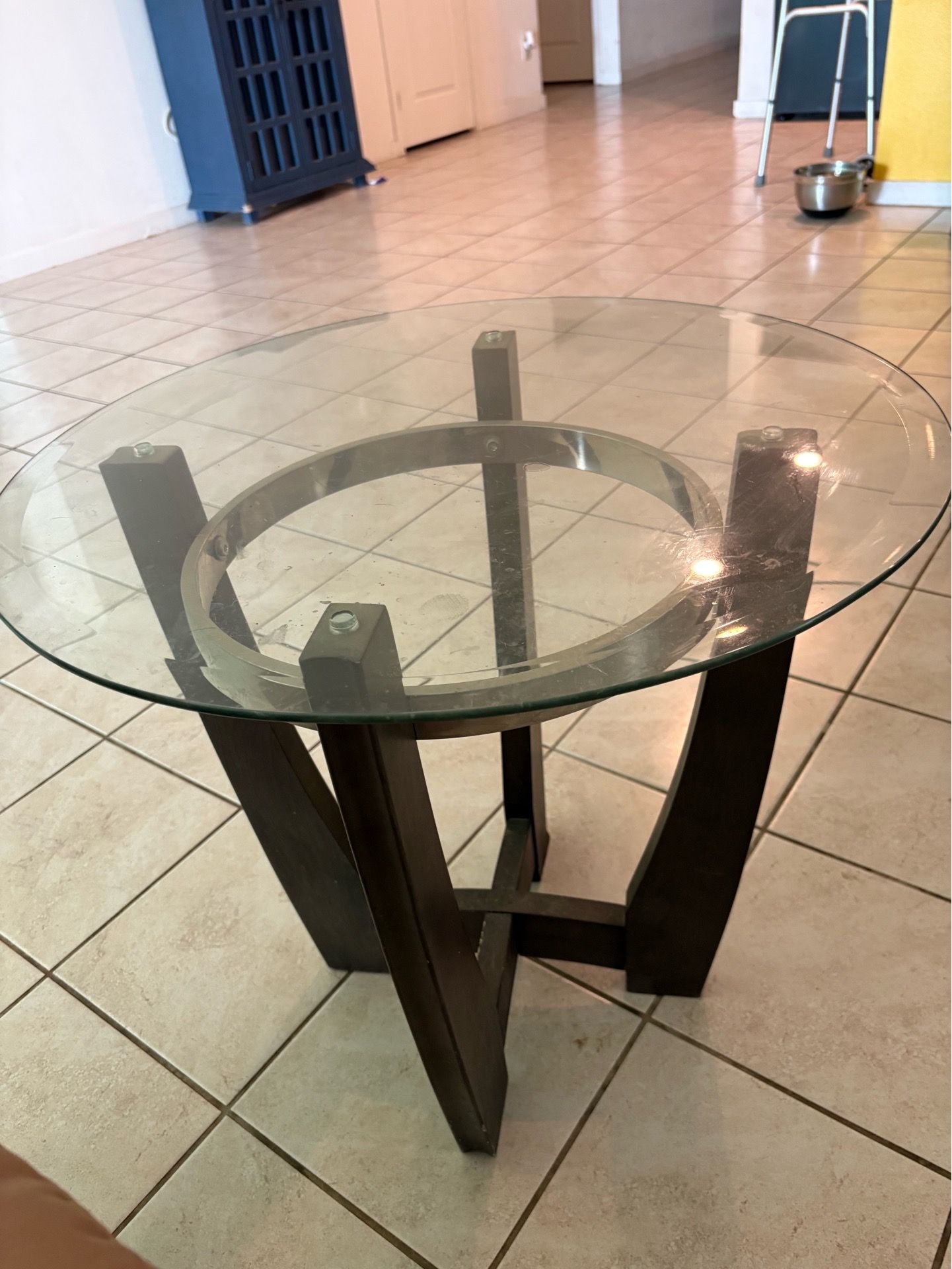 Set of two wood and glass end tables