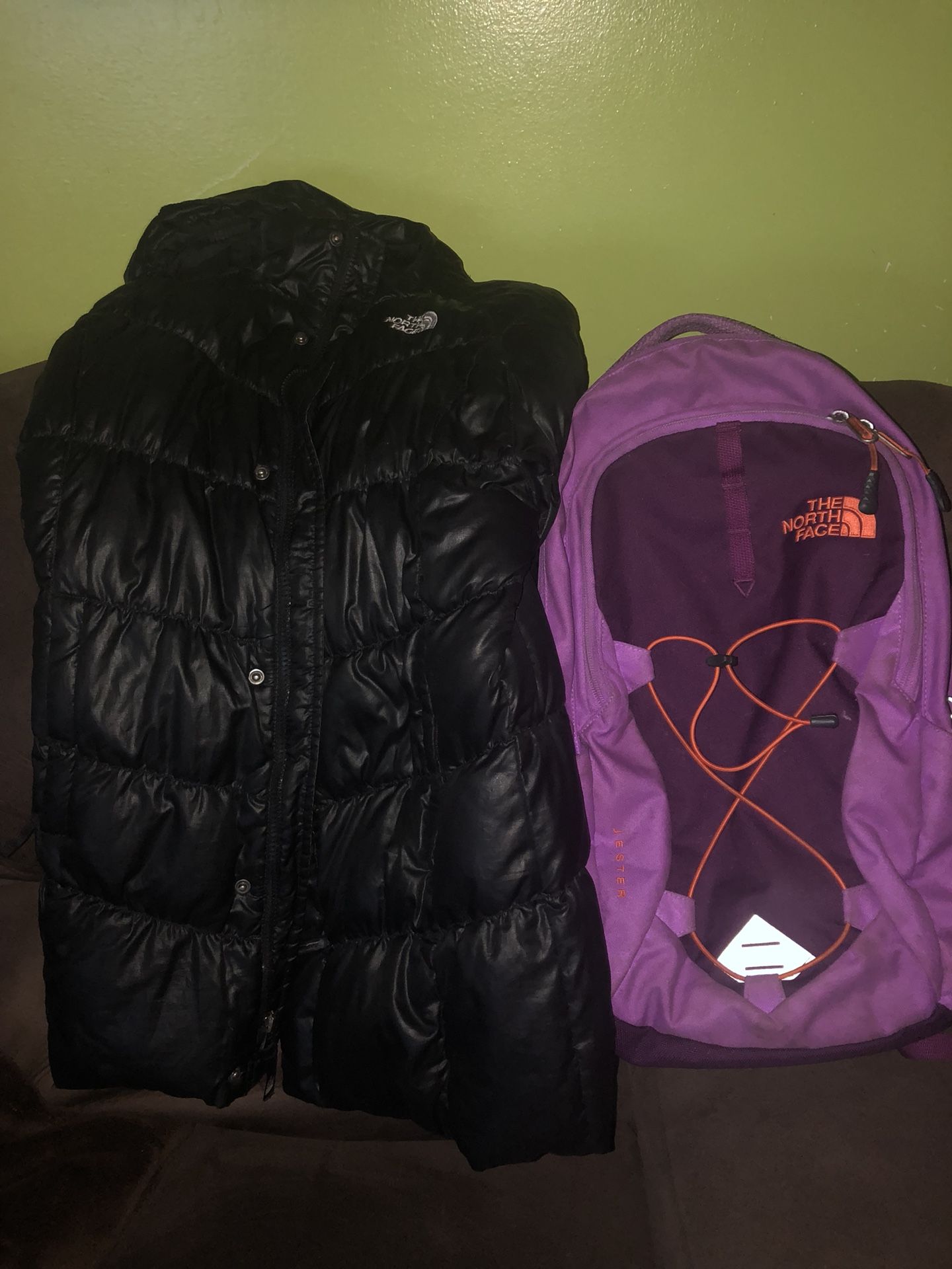 North face backpack & size 14-16(LG) girl coat