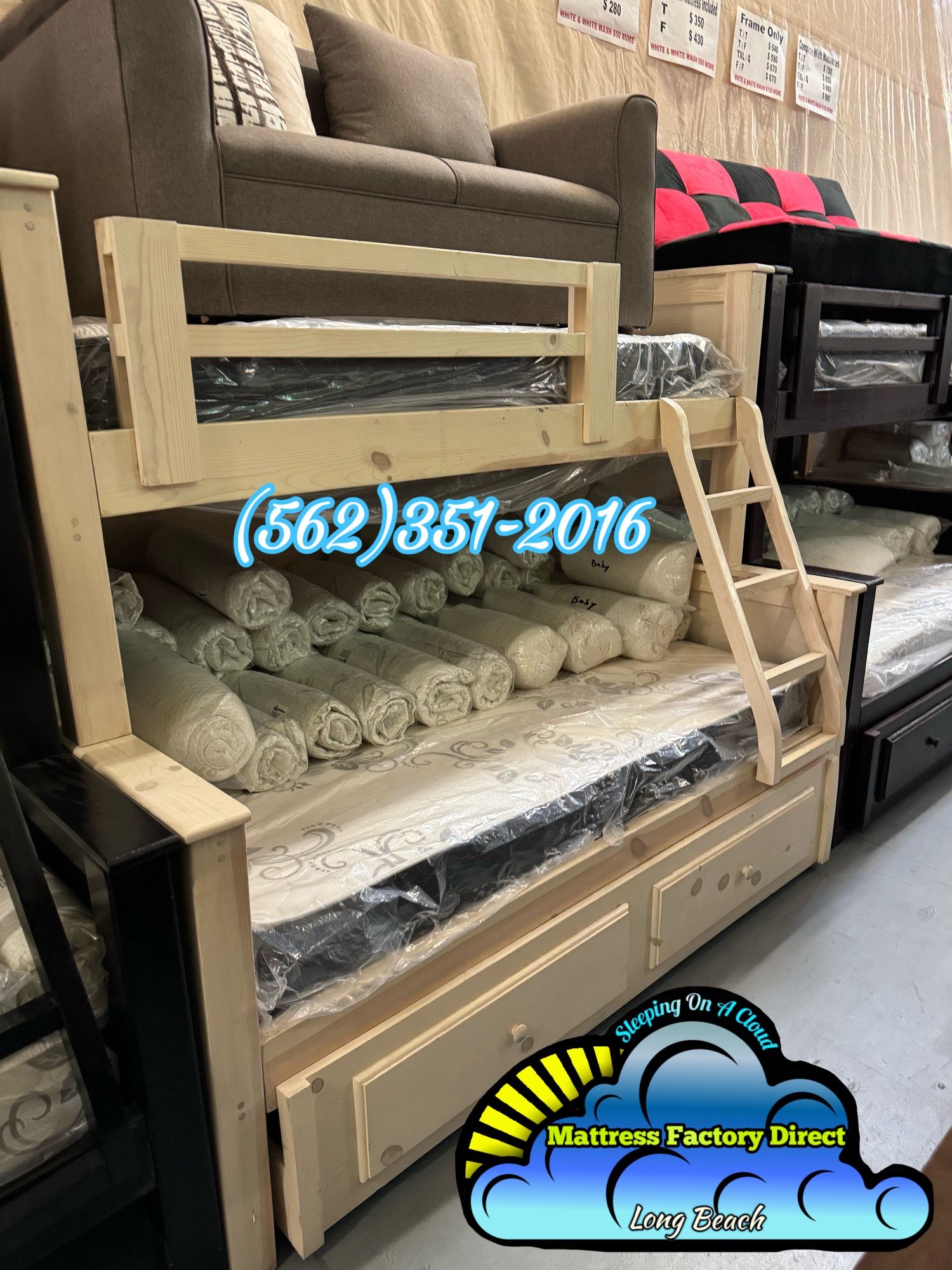 Whitewash Heavy Duty Pine Bunk Bed 🚚