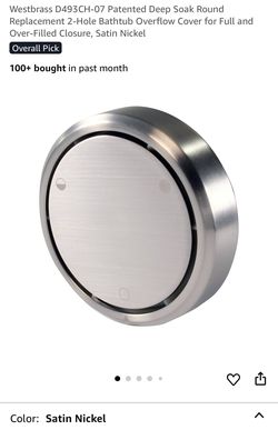 Westbrass D493CH-07 Patented Deep Soak Round Replacement 2-Hole Bathtub Overflow Cover for Full and Over-Filled Closure, Satin Nickel