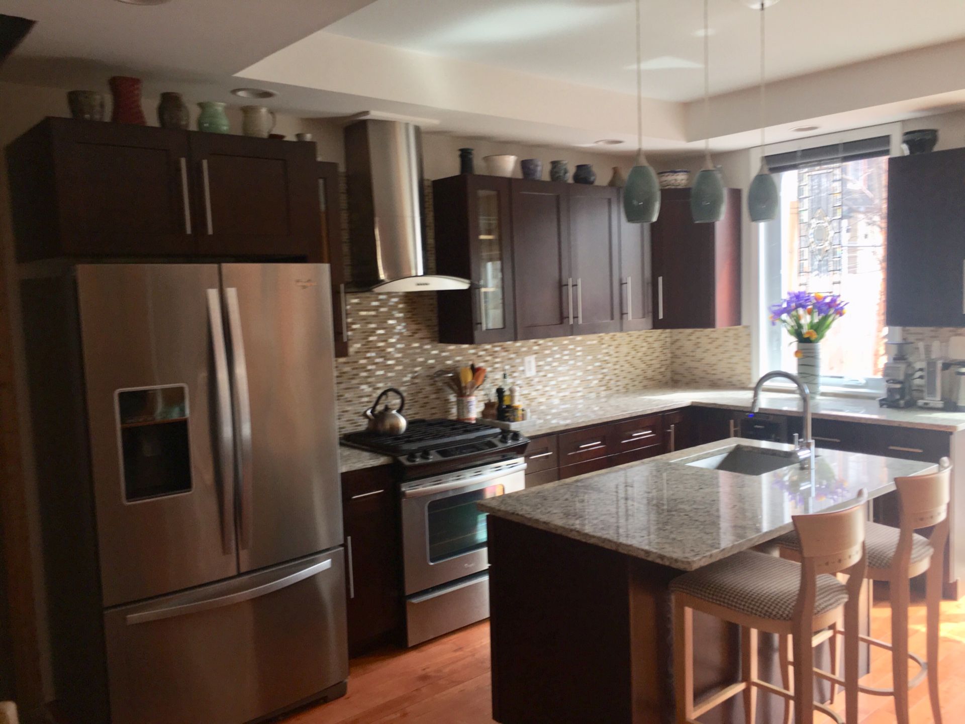 Kitchen cabinets, granite countertops, appliances, sink and faucet