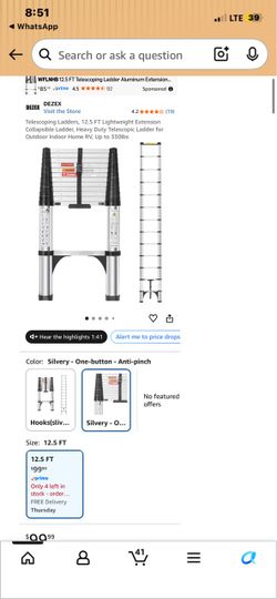 DEZEX 12.5 FT Telescoping Aluminum Ladder