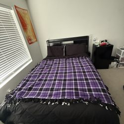 Queen Bed Frame + Dresser + Comfy Mattress+ Matters topper (LED, Outlets, Storage) – $400
