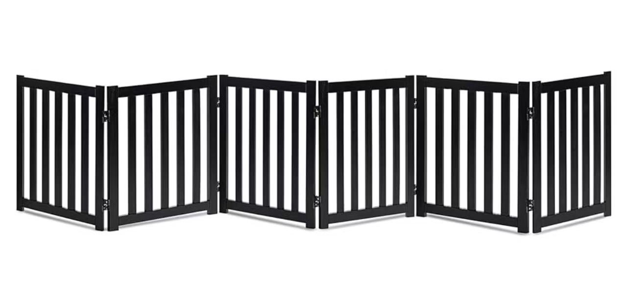 6-Panel Extra-Wide Freestanding Wooden Dog Gat
