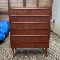 1960s Vintage Danish Mid-Century Teak Tallboy Dresser