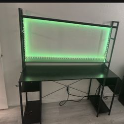 Computer desk with LED light