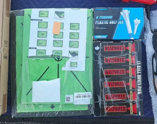 Golf Balls, Tees,and Green Putting Mat