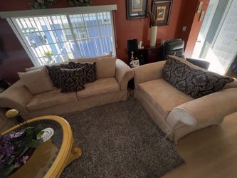 Beige Fabric Sofa and Loveseat Set