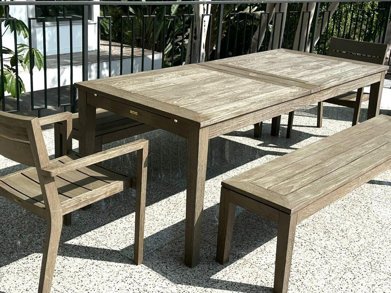 Teak Crate Barrel Outdoor Dining Set: Large Extension Table,
