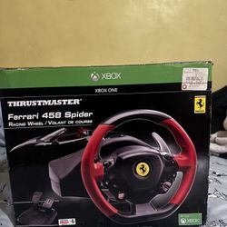 Xbox One and a Thrustmaster - Ferrari 458 Spider Racing Wheel for Xbox One - Black/Red/Yellow 