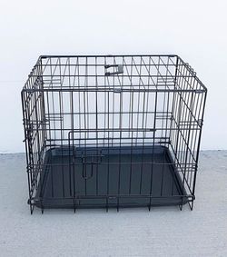 New $30 Folding 24” Dog Cage 2-Door Folding Pet Crate Kennel w/ Tray 24”x17”x19”
