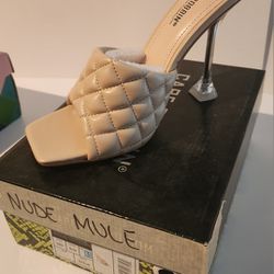 Women's Nude Mule Shoe Size 8 1/2 Please Don't Waste My Time 