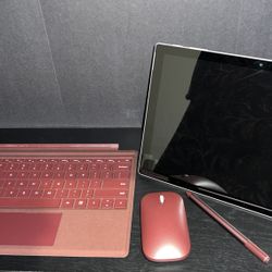 Surface Pro 6 Silver With Maroon Pen, Keyboard And Mouse