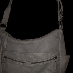 Front Zip Gray Hobo Bag