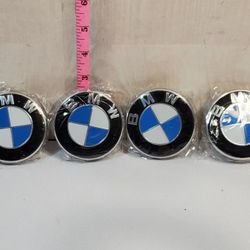 @CHV.  SET OF 4 CENTER WHL CAP  FOR B M W 68MM BLUE WHITE 