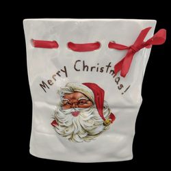 Vintage Christmas Ceramic Paper Bag Vase