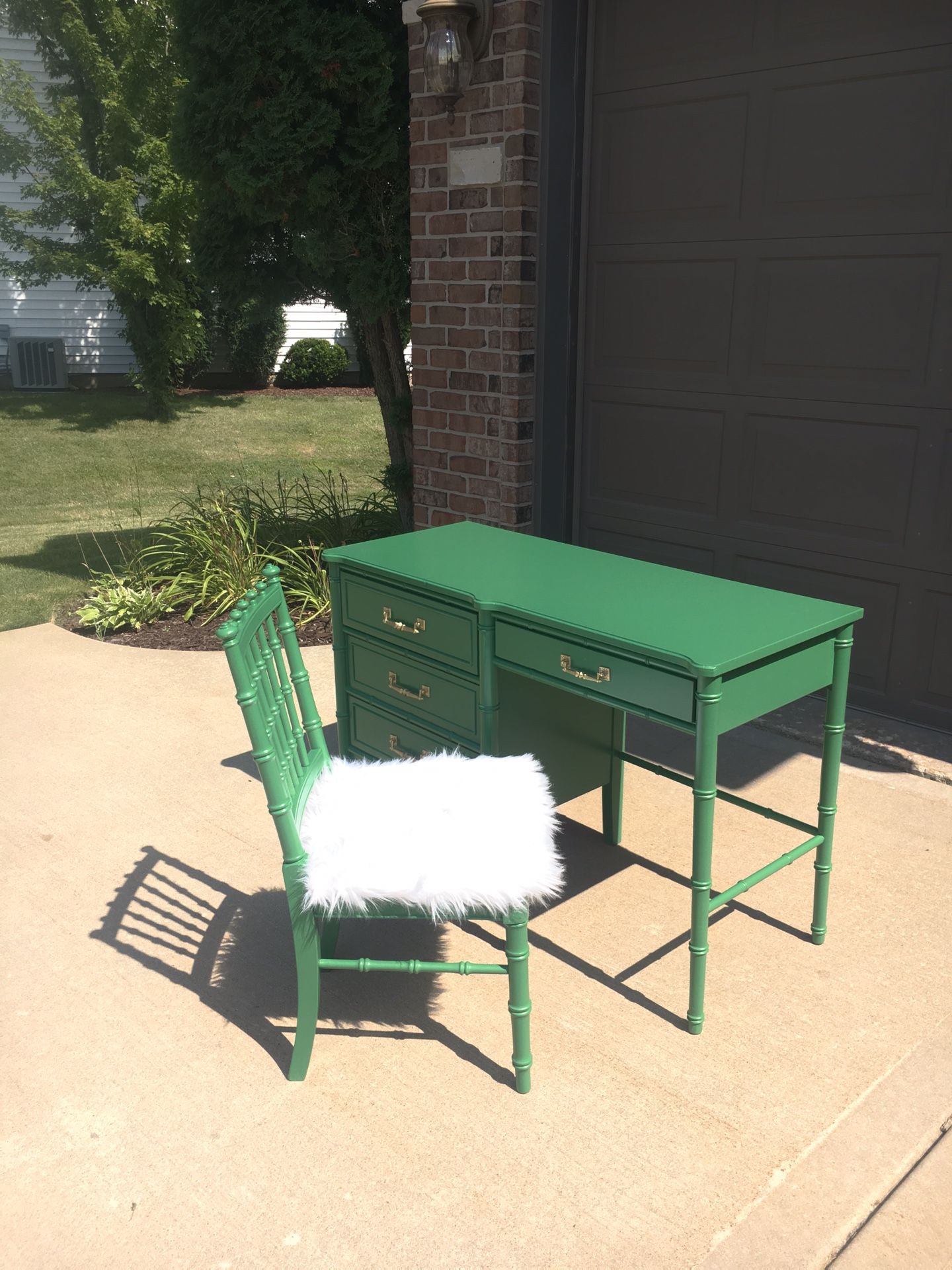 Desk Kelly green designer faux bamboo