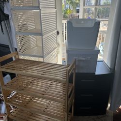 Storage Bins, Shoe Rack, and Drawer Units – Move-Out Sale