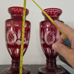 Pair Of Bohemian Crystal's Vases
